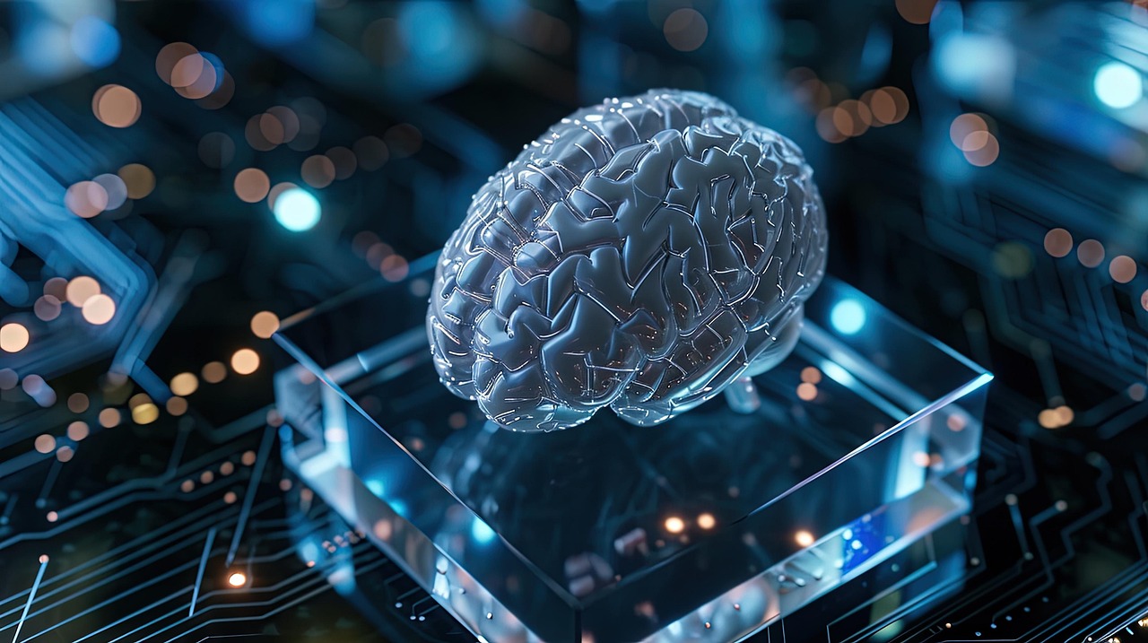 brain artificial intelligence learning machine chip technology concept ai generated
