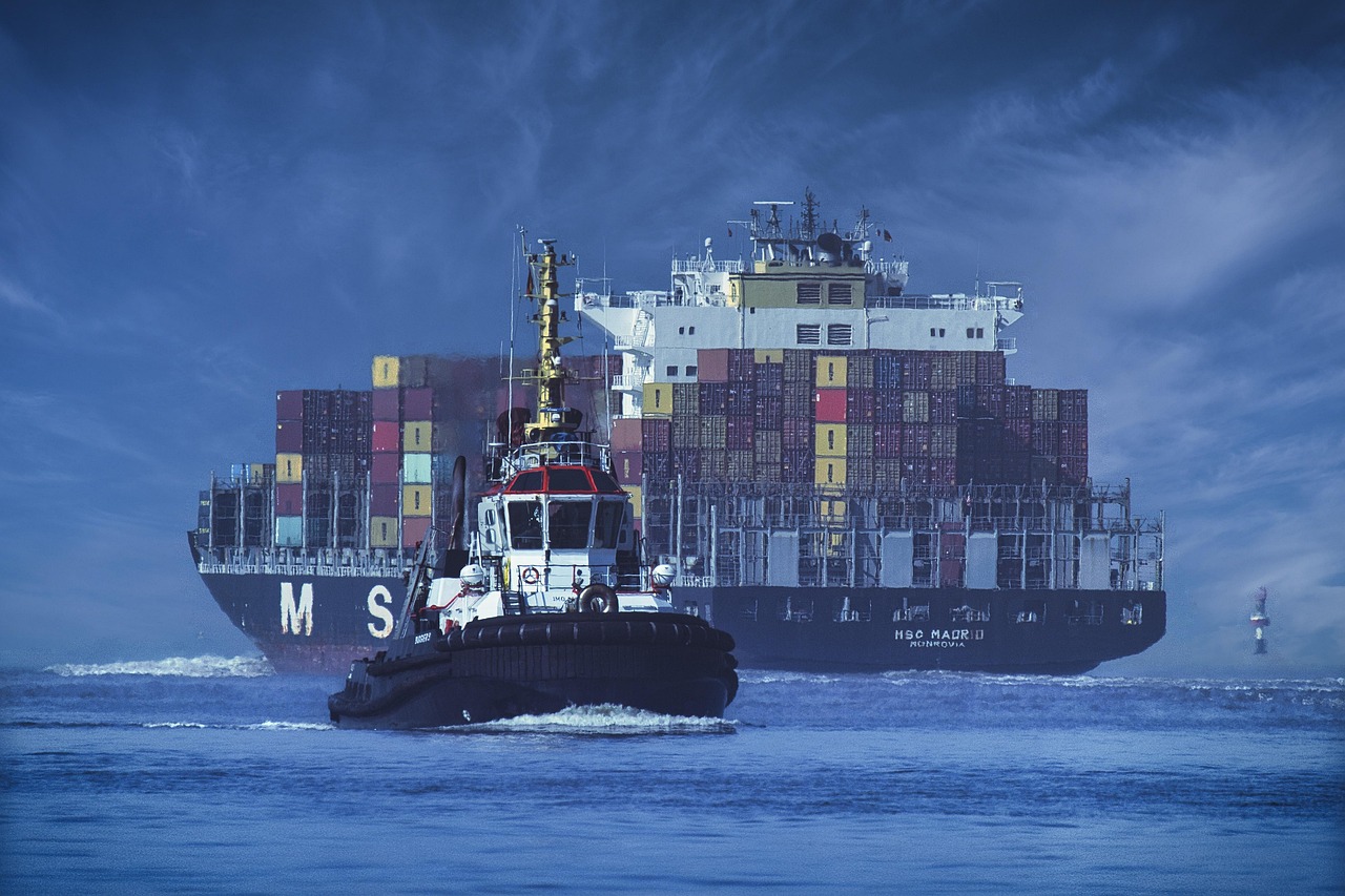 ship container ship tractor seafaring shipping container logistics freight