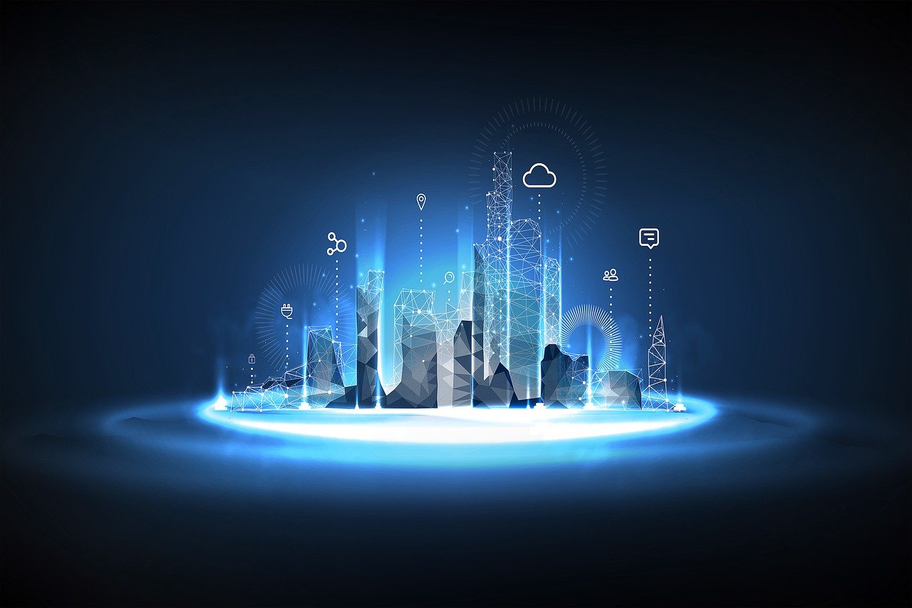 technology city glowing
